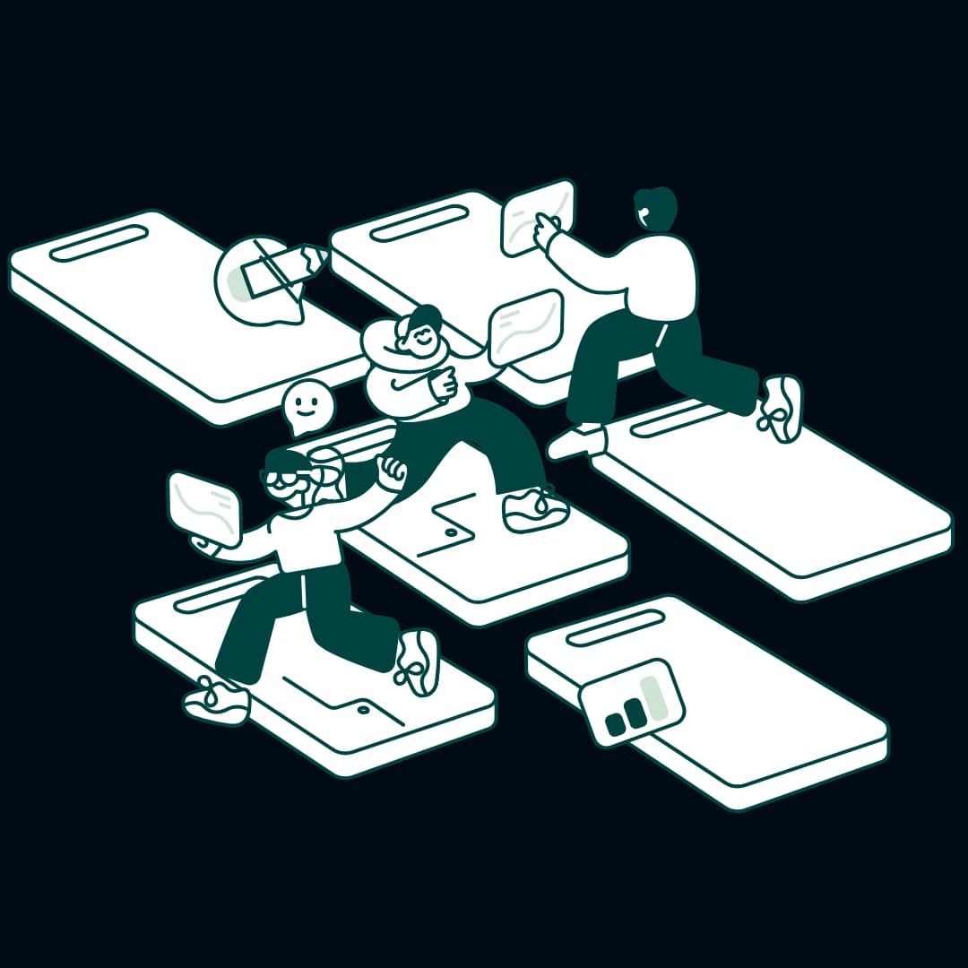 Brand strategy planning on a desk with notes and sketches