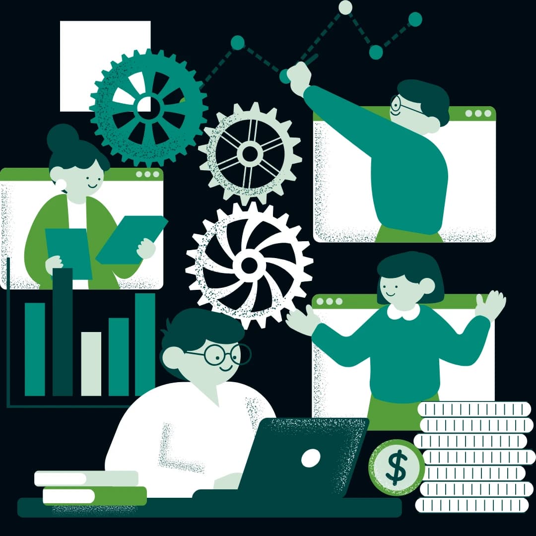 Business professionals collaborating in a partnership meeting